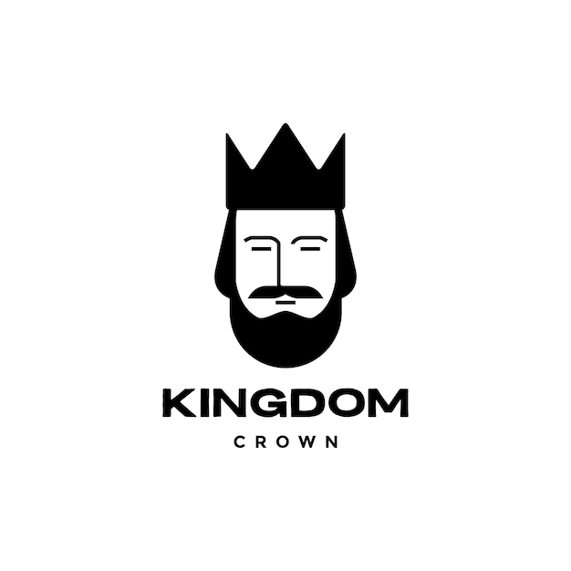 Owl man face king bearded crown minimalist logo design vector