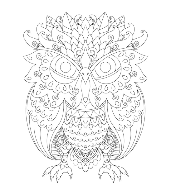 Owl mandala design for coloring page print