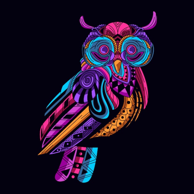 owl in neon color 