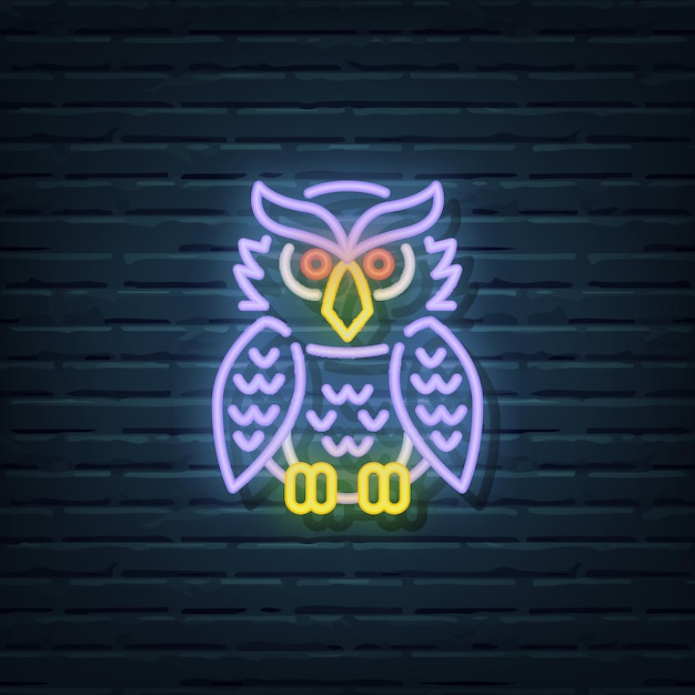 Owl Neon Sign Vector Elements