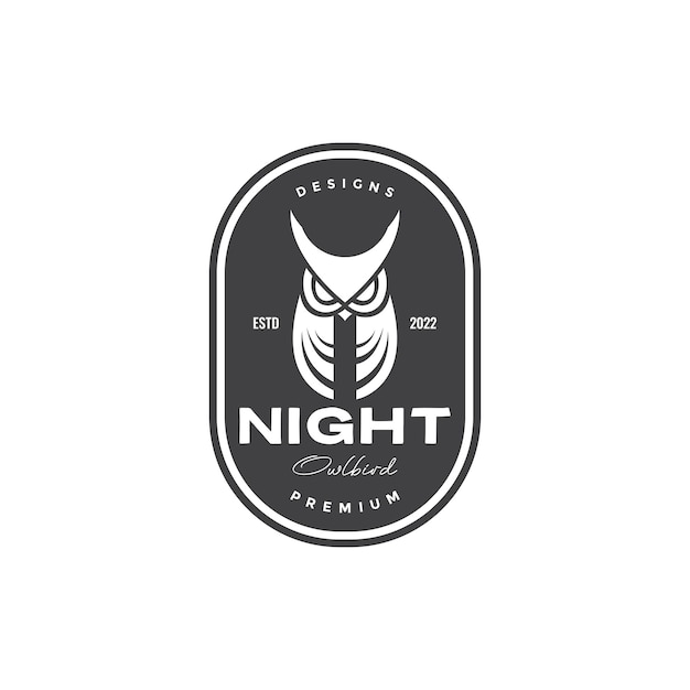 Owl night minimal badge logo design vector graphic symbol icon illustration creative idea