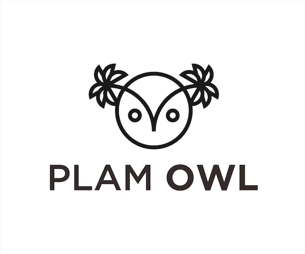 Owl Palm Logo Design Vector Illustration