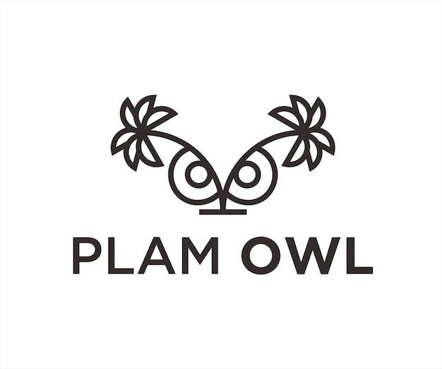 Owl Palm Logo Design Vector Illustration