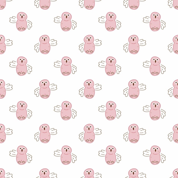 Owl pattern2 Seamless pattern with cute owl character Cartoon color vector illustration