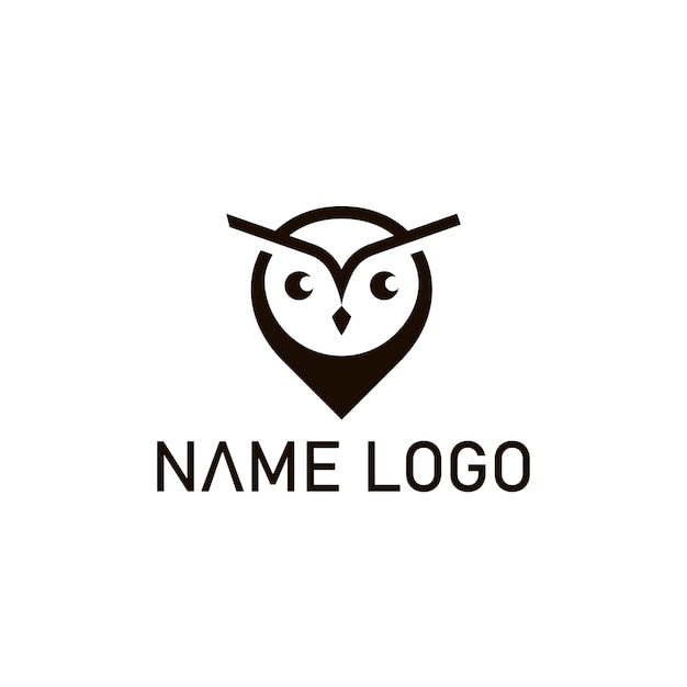 owl pin logo design icon vector