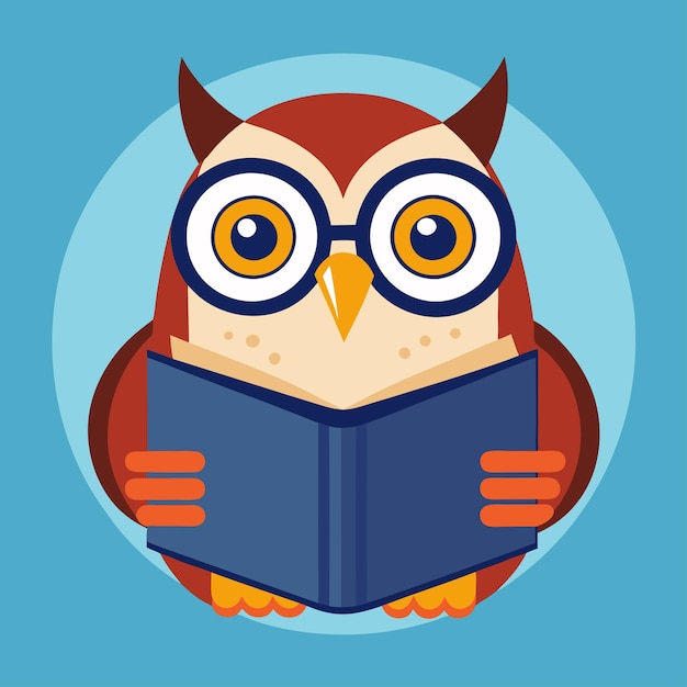 an owl reading a book with glasses reading a book