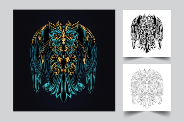 owl robotic artwork illustration