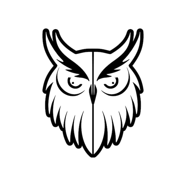 The owl's vector logo is presented in the color black and is expertly isolated against a background of pure white