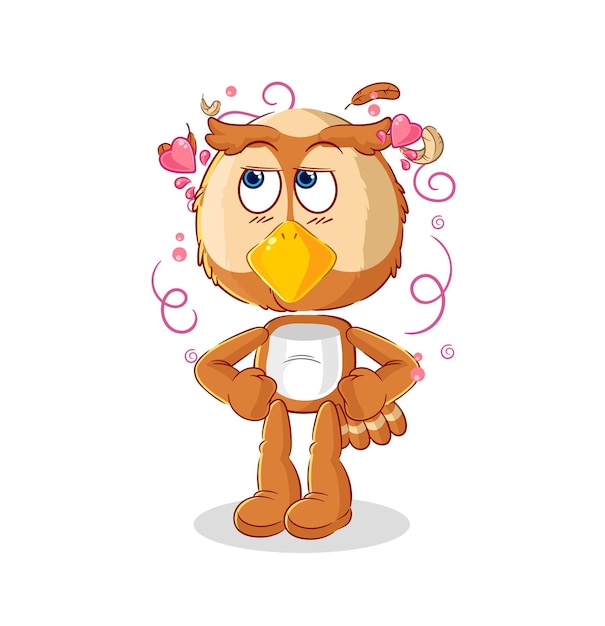 Owl shy vector cartoon character