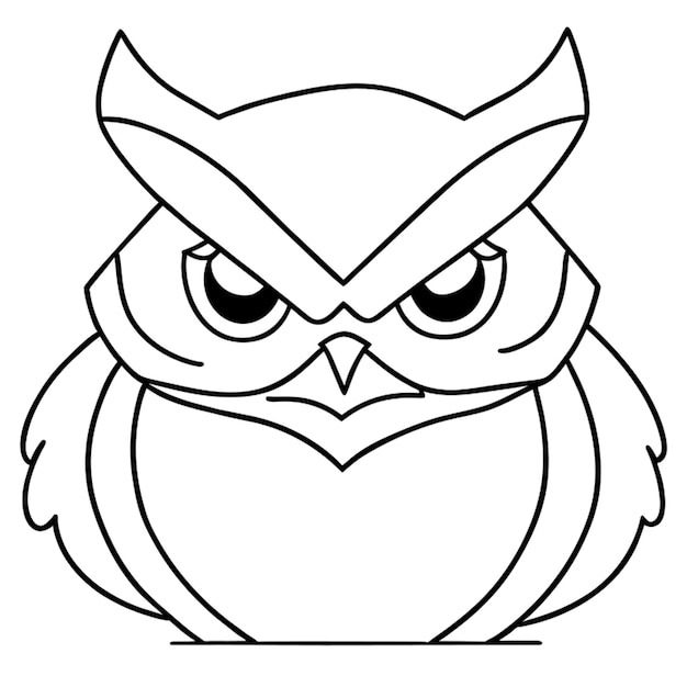 Vector owl side angry vector illustration line art