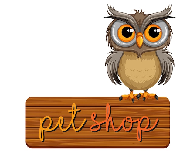 Owl standing on pet shop banner