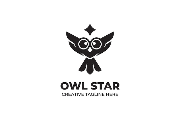 Owl Star Black Logo Template