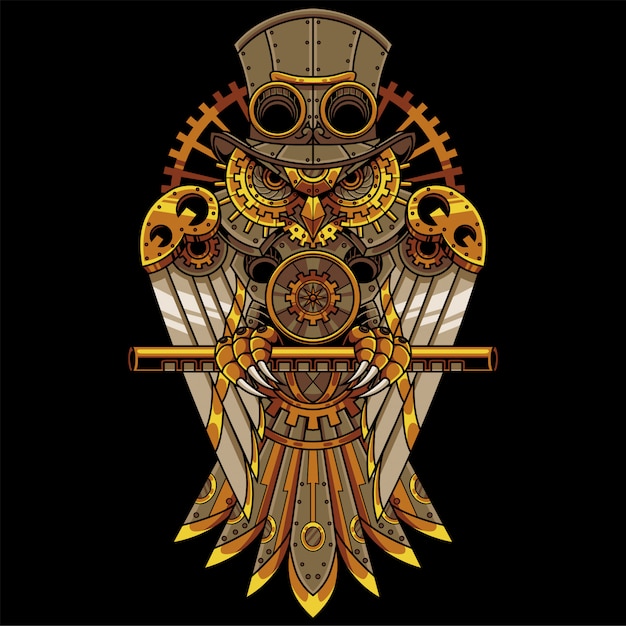 Owl Steampunk Illustration