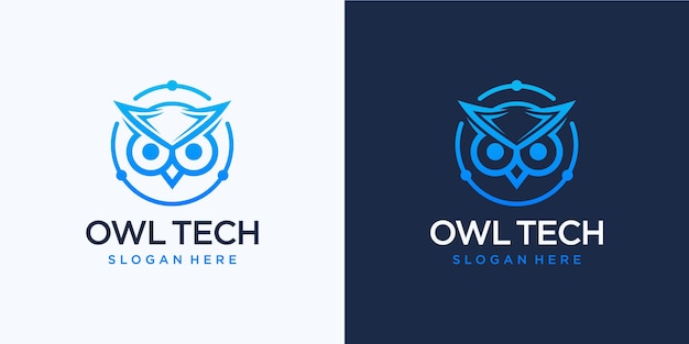 Owl technology logo design inspiration and business card template