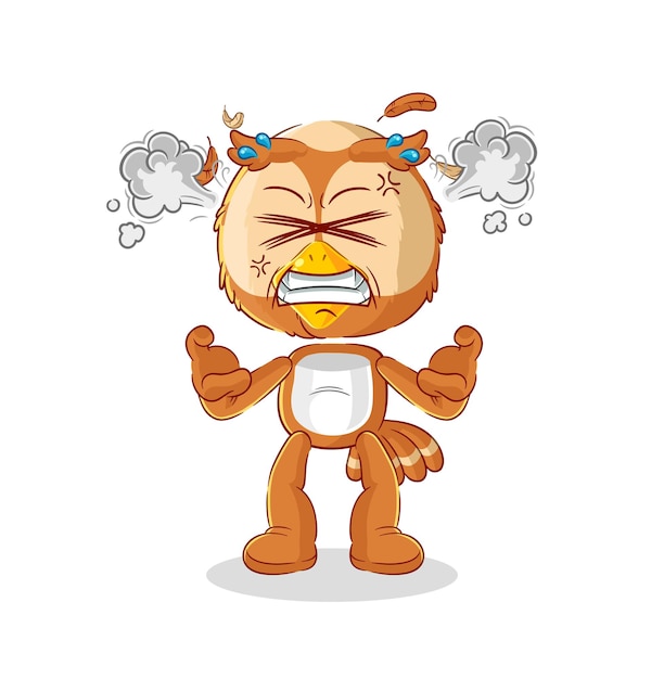 Owl very angry mascot cartoon vector