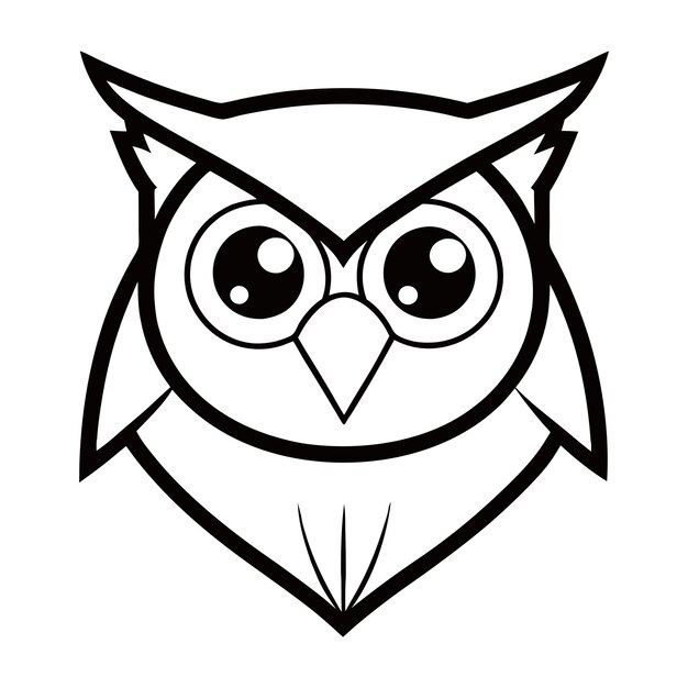 an owl with big eyes and a black outline