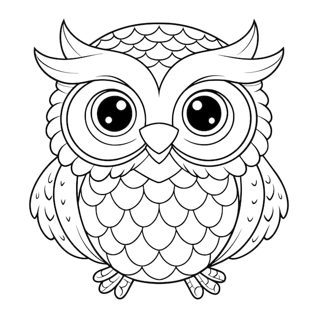 an owl with big eyes and a black outline