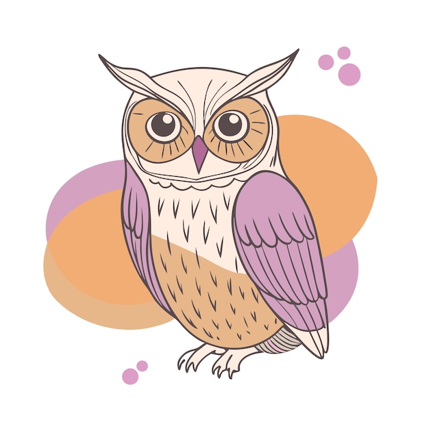 an owl with big eyes and a colorful background