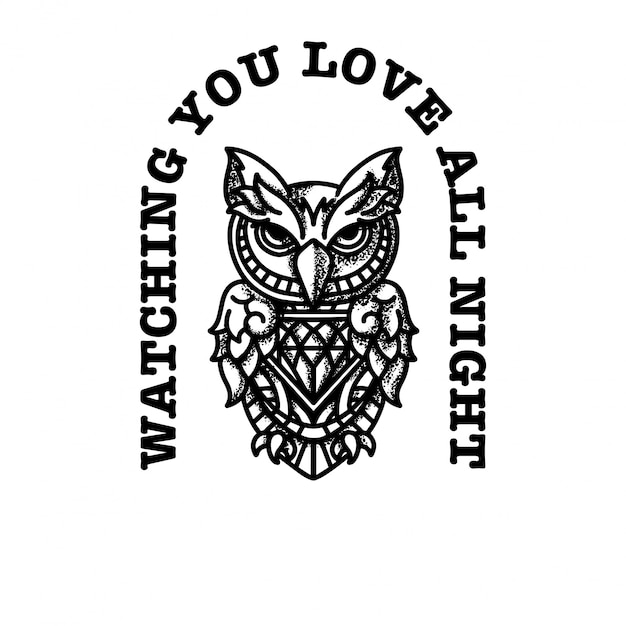 Owl with diamond heart