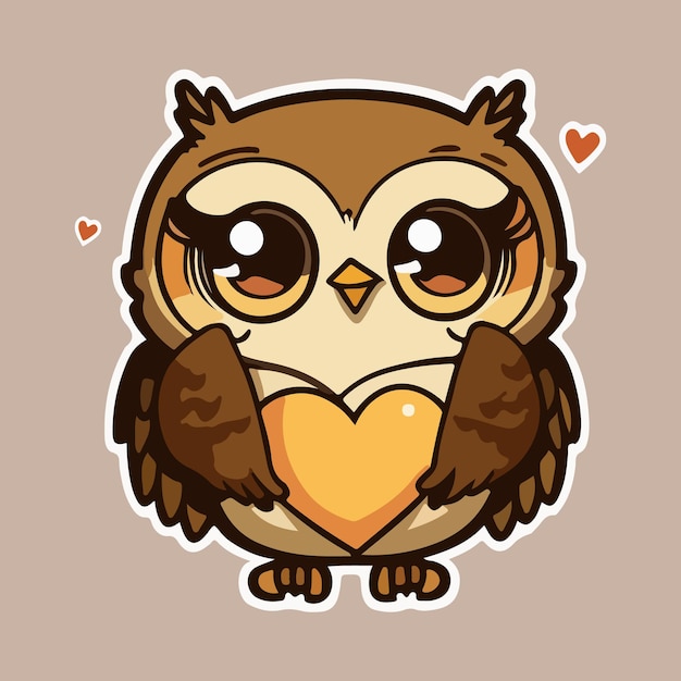 Owl with a heart on his chest