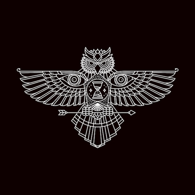 owl with open wings emblem