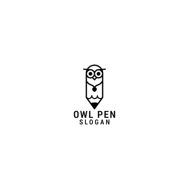 Owlshaped pen logo icon design template premium vector