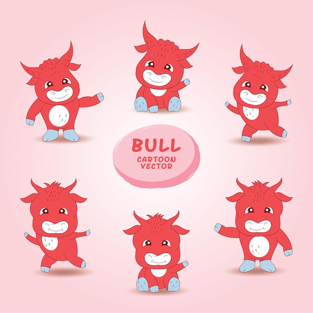 Ox bull cow Cartoon set isolated