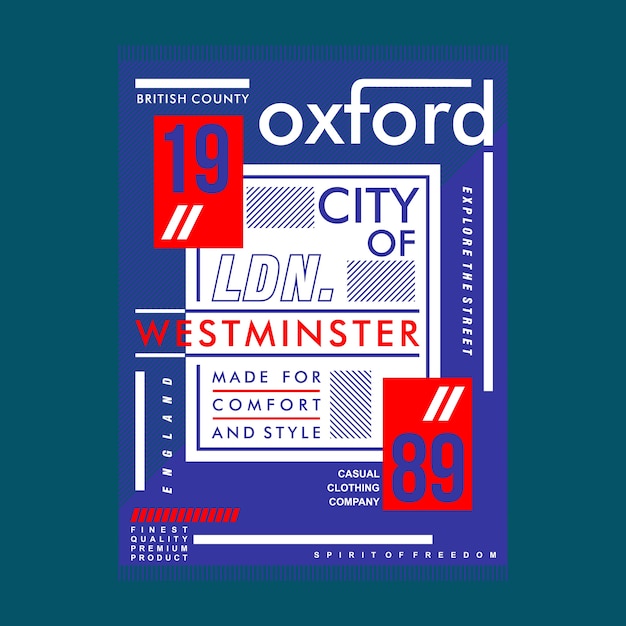 oxford city typography urban t shirt design