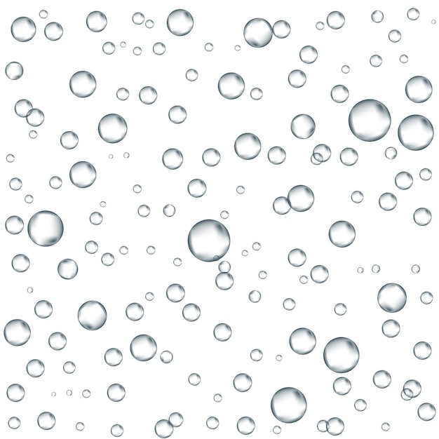 Oxygen air bubbles flow in water on white background