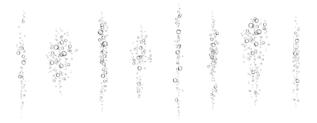 Oxygen air bubbles flow in water on white background