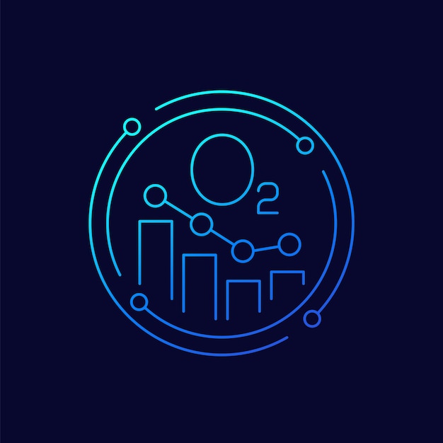 Oxygen level line icon with chart vector