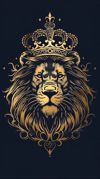 Vector oyal king lion crown symbols ar 169 style raw