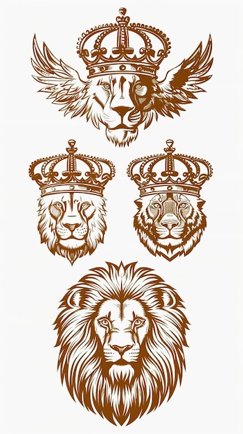 Vector oyal king lion crown symbols ar 169 style raw