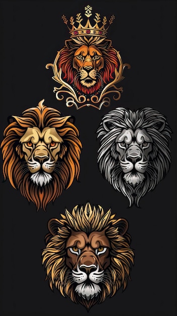 oyal king lion crown symbols ar 169 style raw