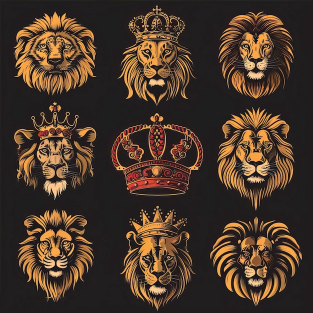 oyal king lion crown symbols ar 169 style raw