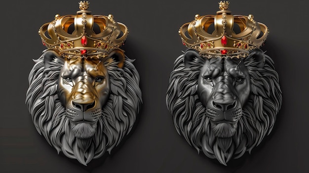 Vector oyal king lion crown symbols ar 169 style raw