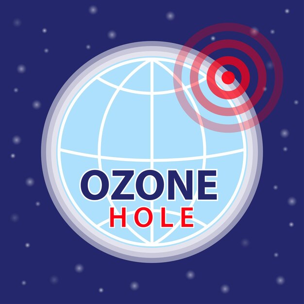 Vector ozone hole the depletion of ozone layer climate change illustration education on global warming