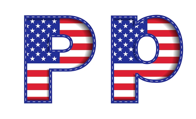 P Alphabet Capital Small Letter USA Independence Memorial Day United States of America Character