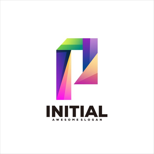 P initial gradient colorful logogradient business logo