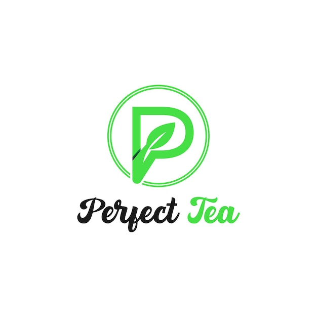 P letter combined with leaf logo design template