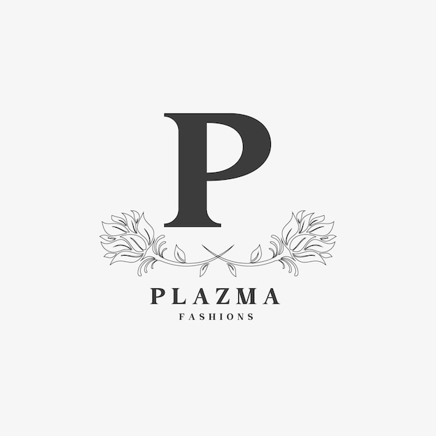 Vector p letter logo with creative floral concept for company business beauty real estate premium vector