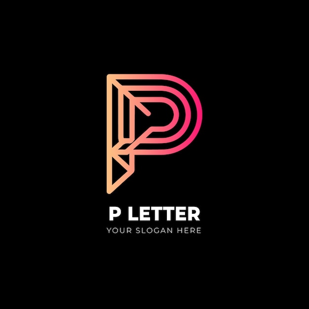 P Letter minimal artistic line art logo