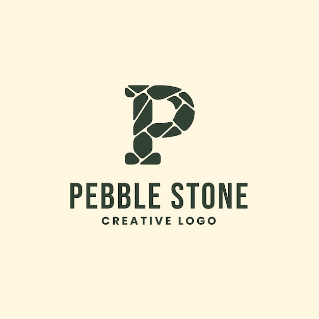 P Letter Pebble Stone Organic And Luxurious Logo Design