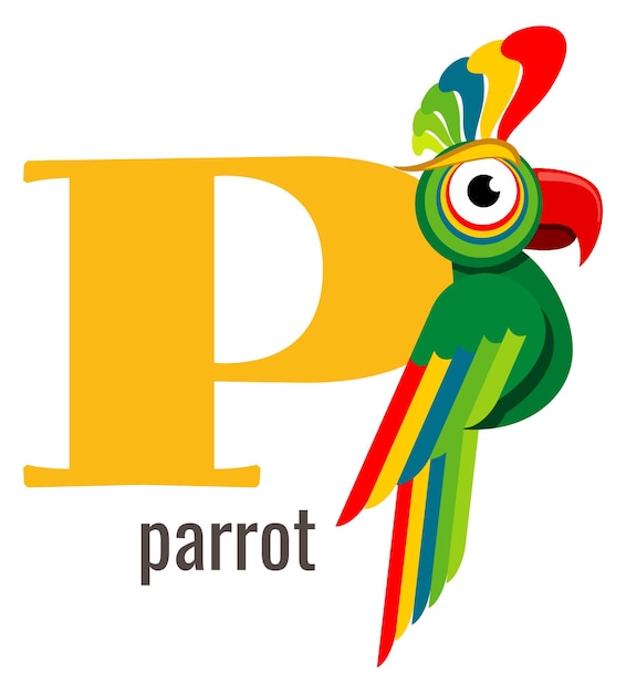 P letter symbol Parrot card Alphabet word