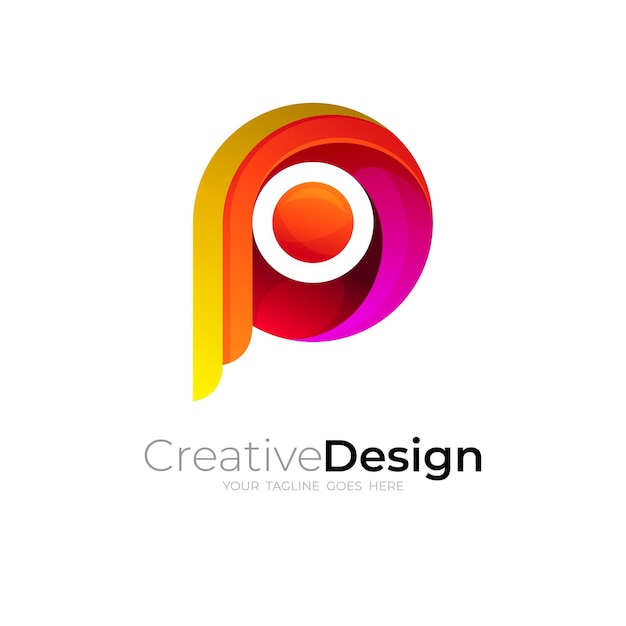 P logo design with technology, symbol icon