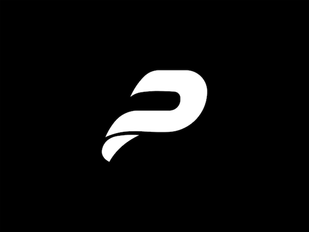 Vector p logo with a curved line on the bottom