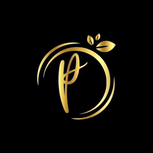 P Monograms Circle handwriting logo template vector