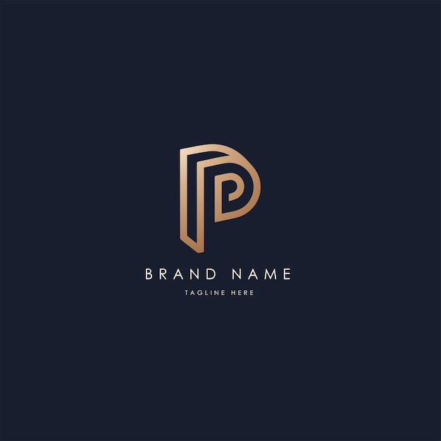 P vector logo design vector image alphabetic luxury golden style