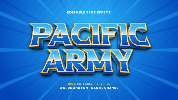 Pacific army editable text effect in modern 3d style