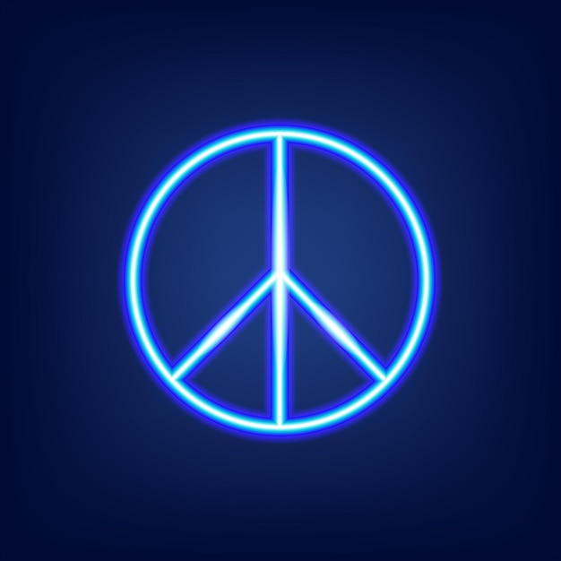 Pacific blue shining neon round peace symbol